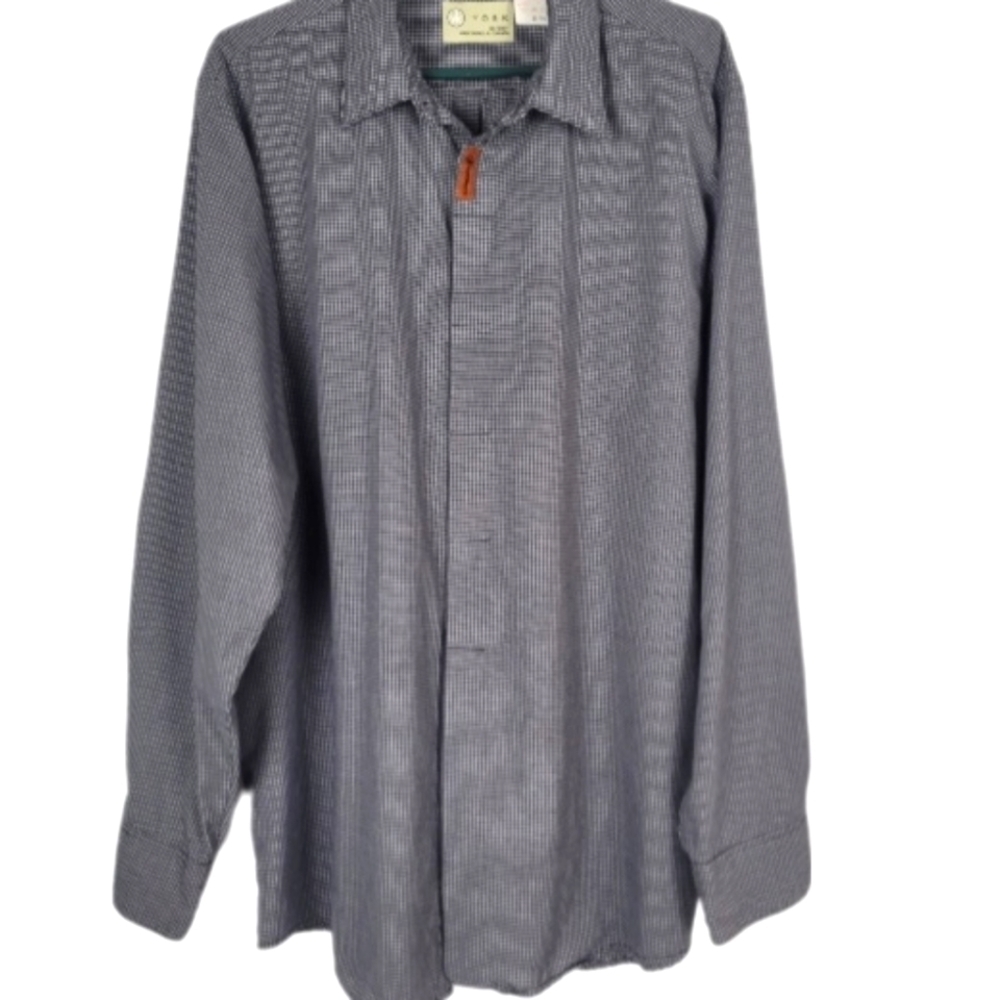 YORK Long-Sleeve Button-Front Checkered Shirt Size XL